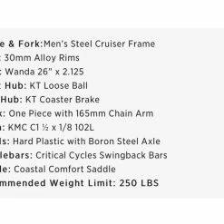 Retrospec Chatham Beach Cruiser 1-Speed 26" - Matte Graphite/Beige 2021 -Aventon Shop GotZcWqriRfGXpzxH 0M7Itq0